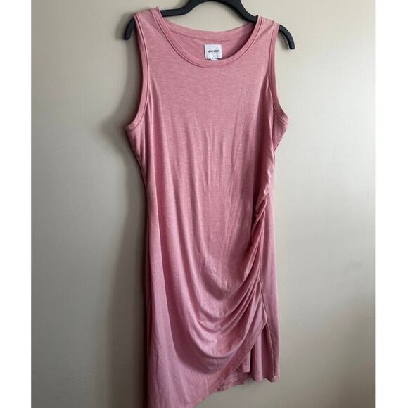 Flattering Ruched Pink Dress Large Stretch Sleeveless Bodycon Casual - Picture 8 of 8